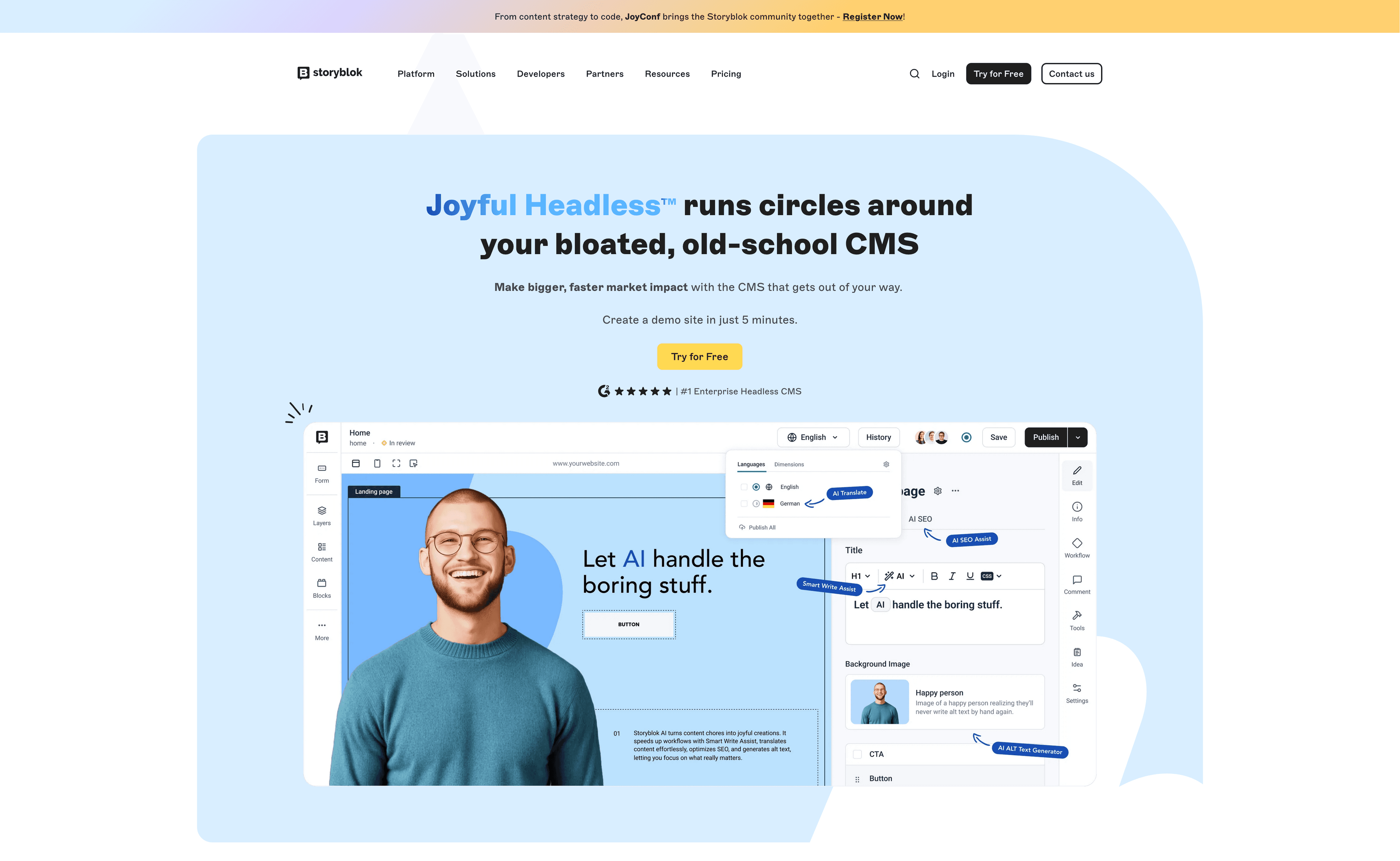Storyblok Headless CMS for Vendure Headless Ecommerce